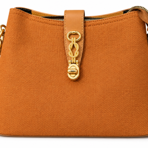 Sat Fat Women's Tan Brown Textured Crossbody Bag with Gold-Tone Chain