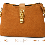 Sat Fat Women's Tan Brown Textured Crossbody Bag with Gold-Tone Chain
