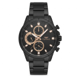 Ferro Men's Black Chronograph Analog Watch with Rose Gold Accents & Stainless Steel Strap MS Department Store Oman