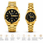 Sveston Couple Analog Stainless Steel Silver Watch Set with Day & Date Display – Assorted MS Department Store Oman