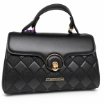ANGELPOLO Classic Quilted Top-Handle Satchel with Turn-Lock Closure