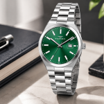 Ferro Women's Green Sunburst Dial Stainless Steel Analog Watch with Date Display MS Department Store Oman