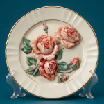 Raised Relief Rose Floral Decorative Porcelain Plate MS Department Store Oman