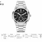 Ferro Men's Stainless Steel Chronograph Watch with Black Textured Dial & Date Display MS Department Store Oman