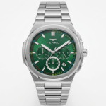 Ferro Women’s Silver Stainless Steel Chronograph Watch with Green Dial MS Department Store Oman