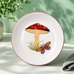 Whimsical Mushroom And Butterfly Illustration Decorative Plate MS Department Store Oman