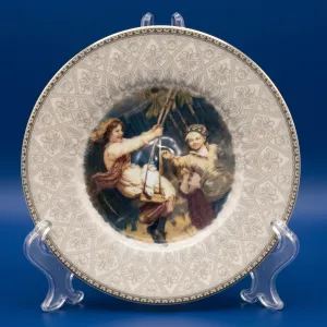 Vintage Victorian-Style Children On Swing Decorative Plate MS Department Store Oman