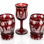 Etched Ruby Red Bohemian-Style Glassware Set MS Department Store Oman