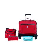 WIRES & WHEELS TROLLEY WITH LUNCH BAG + PENCIL CASE + LUNCH BOX RED