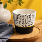 Geometric Patterned Black And White Ceramic Tumbler MS Department Store Oman
