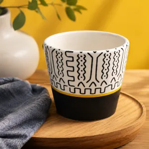 Geometric Patterned Black And White Ceramic Tumbler MS Department Store Oman