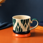 Hand-Painted Leaf Pattern Ceramic Mug MS Department Store Oman