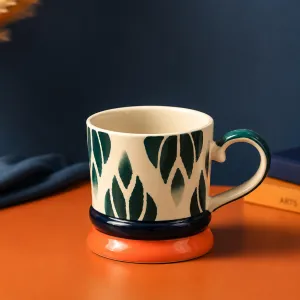 Hand-Painted Leaf Pattern Ceramic Mug MS Department Store Oman