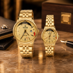 Sveston Kingston Gold Couple Watch Set – Analog Stainless Steel Wrist Watches with Date Display – Assorted MS Department Store Oman