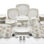 Blumen Imperial Gold Lace 110-Piece Bone China Dinner Set – Soft Square Edition Ms Department Store Oman