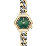 Ferro Women's Hexagon Green Dial Two-Tone Chain Strap Analog Watch MS Department Store Oman