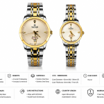 Sveston Couple Analog Stainless Steel Silver Watch Set with Day & Date Display – Assorted MS Department Store Oman