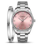 Ceshdun Women Analog Watch Pink Sunray Dial W\Br- Silver MS Department Store Oman