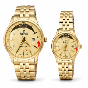 Sveston Kingston Gold Couple Watch Set – Analog Stainless Steel Wrist Watches with Date Display – Assorted MS Department Store Oman