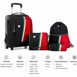 WIRES NEW WHEELS TROLLEY + SHOLDER 18" WITH LUNCH BAG, PENCIL CASE & GYM BAG RED + BLACK MS Department Store Oman
