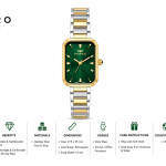 Ferro Women's Two-Tone Rectangular Green Dial Analog Watch – Stainless Steel Bracelet MS Department Store Oman