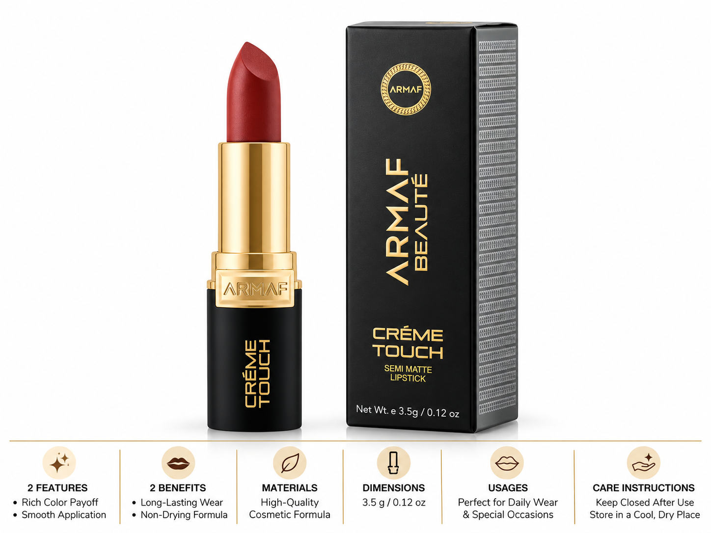 Armaf Beaute Creme Touch Semi Matte Lipstick - 01 Margaret MS Department Store Oman