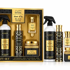 Hamidi Natural Black Musk 4 Pc Gift Set Air Freshner 480 Ml+ Edp 100 Ml+Muattar 50Gm+Cpo 12Ml