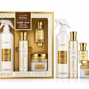 Hamidi Natural Musk Tahara 4 Pc Gift Set Air Freshner 480Ml+100Ml+50Gm+12Ml