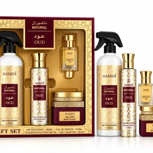 Hamidi Natural 4Pc Gift Set Oud Air Freshner 480Ml+50Gm+Muattar 100Ml Edp +12Ml Cpo