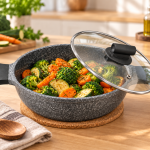 Angela Granite Non-Stick Casserole with Glass Lid – 20 cm MS Department Store Oman