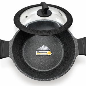 Angela Granite Non-Stick Casserole with Glass Lid – 24 cm MS Department Store Oman