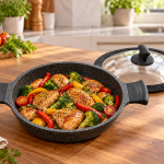 Angela Granite Non-Stick Casserole with Glass Lid – 24 cm MS Department Store Oman