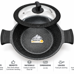Angela Granite Non-Stick Casserole with Glass Lid – 24 cm MS Department Store Oman