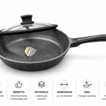 Angela Granite Non-Stick Frying Pan with Glass Lid – 30 cm MS Department Store Oman