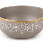 Angela 6 Pieces Set Decorative Grey Ceramic Serving Bowl with Gold Trim-15 cm