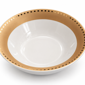 Angela White Bowl Set of 6 with Gold Geometric Border – 20 cm MS Department Store Oman