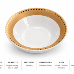 Angela White Bowl Set of 6 with Gold Geometric Border – 20 cm MS Department Store Oman