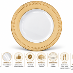 Angela White Dinner Single Plate with Gold Tulip Border – 28 cm MS Department Store Oman