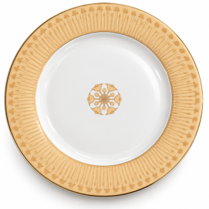 Angela White Dinner Single Plate with Gold Floral Border and Center Motif – 20 cm MS Department Store Oman