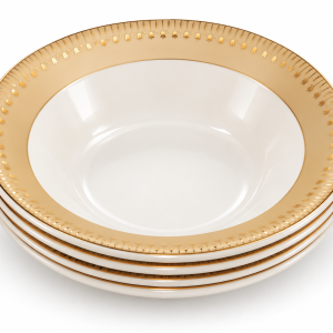 Angela White Soup Plate Set of 6 with Gold Tulip Border – 14 cm MS Department Store Oman