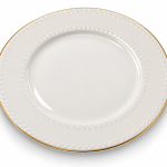 Angela White Dinner Single Plate with Embossed Border and Gold Rim – 20 cm MS Department Store Oman