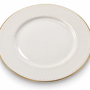 Angela White Dinner Single Plate with Embossed Border and Gold Rim – 20 cm MS Department Store Oman