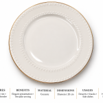 Angela White Dinner Single Plate with Embossed Border and Gold Rim – 20 cm MS Department Store Oman