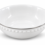 Angela White Bowl with Beaded Border and Silver Rim Set Of 6 Pcs – 12 cm MS Department Store Oman