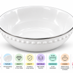 Angela White Bowl with Beaded Border and Silver Rim Set Of 6 Pcs – 12 cm MS Department Store Oman
