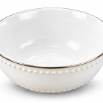 Angela 6 - Pieces White Bowl with Beaded Design and Gold Rim Set – 14 cm MS Department Store Oman