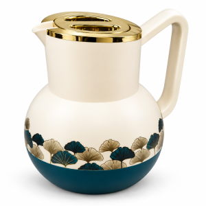 Angela Cream and Teal Vacuum Flask with Gold Leaf Design MS Department Store Oman