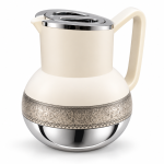 Angela Cream and Silver Vacuum Flask with Decorative Border MS Department Store Oman