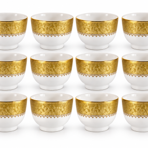 Angela White and Gold Arabic Coffee Cup Set – 12 Pieces MS Department Store Oman
