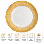 Angela White Dinner Single Plate with Decorative Gold Border – 26 cm MS Department Store Oman